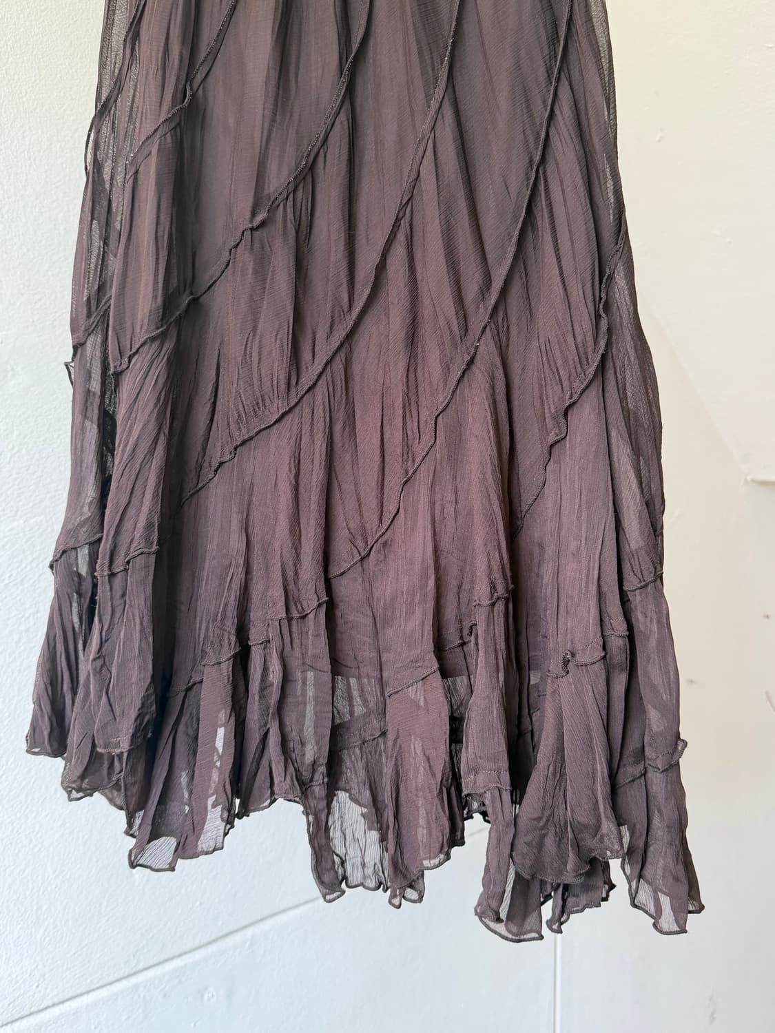 언발란스 쉬폰 플리츠 미디 스커트 상품이미지3