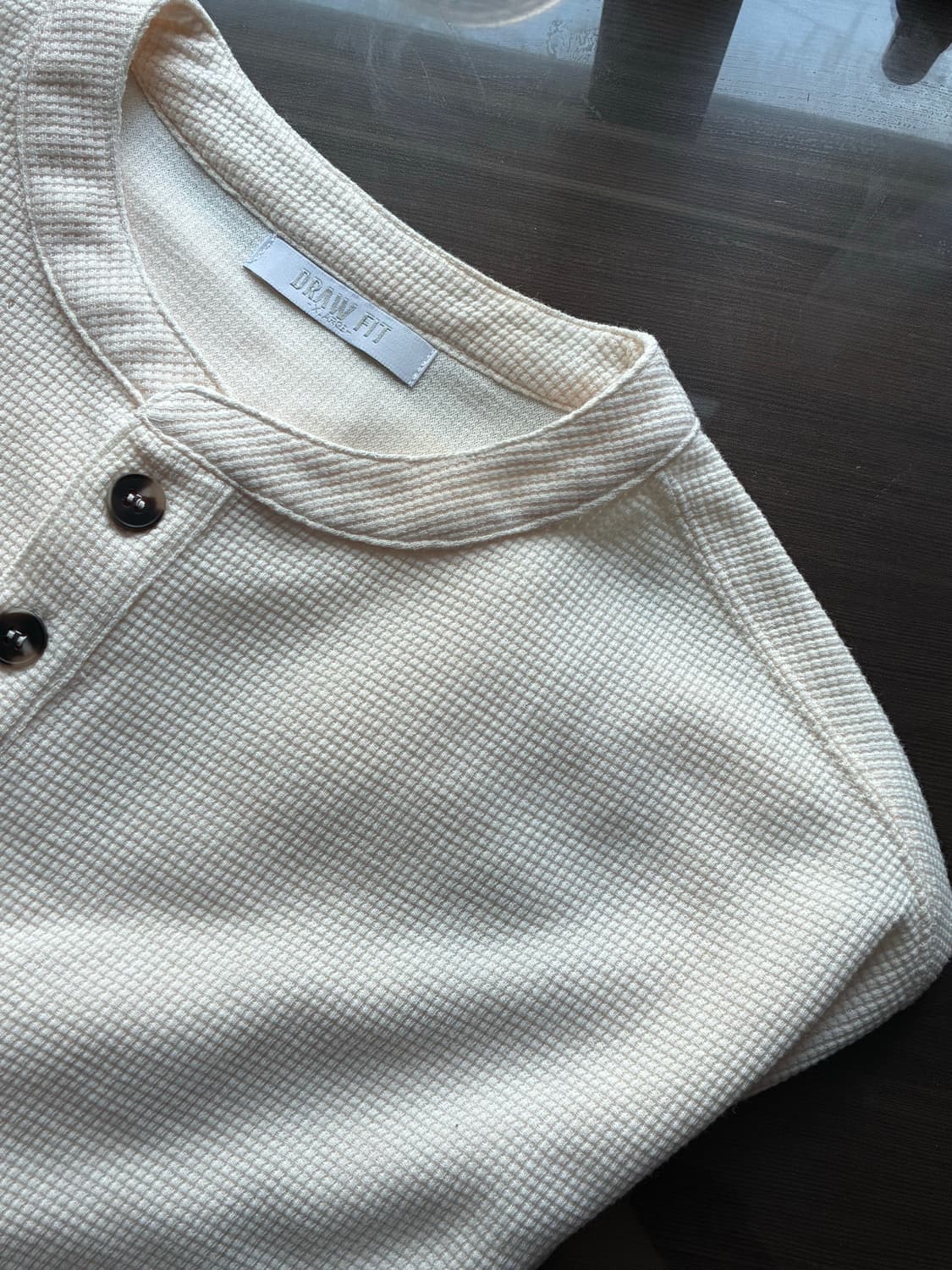 (XL) 드로우핏 코튼 와플 헨리넥 티셔츠 [IVORY] 판매 상품이미지9