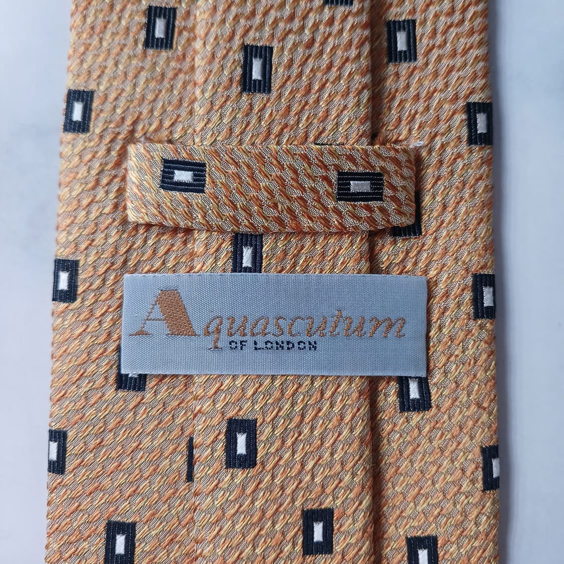 아쿠아스큐텀 실크 옐로우 패턴 넥타이 9.4cm A+등급 E738 상품이미지9