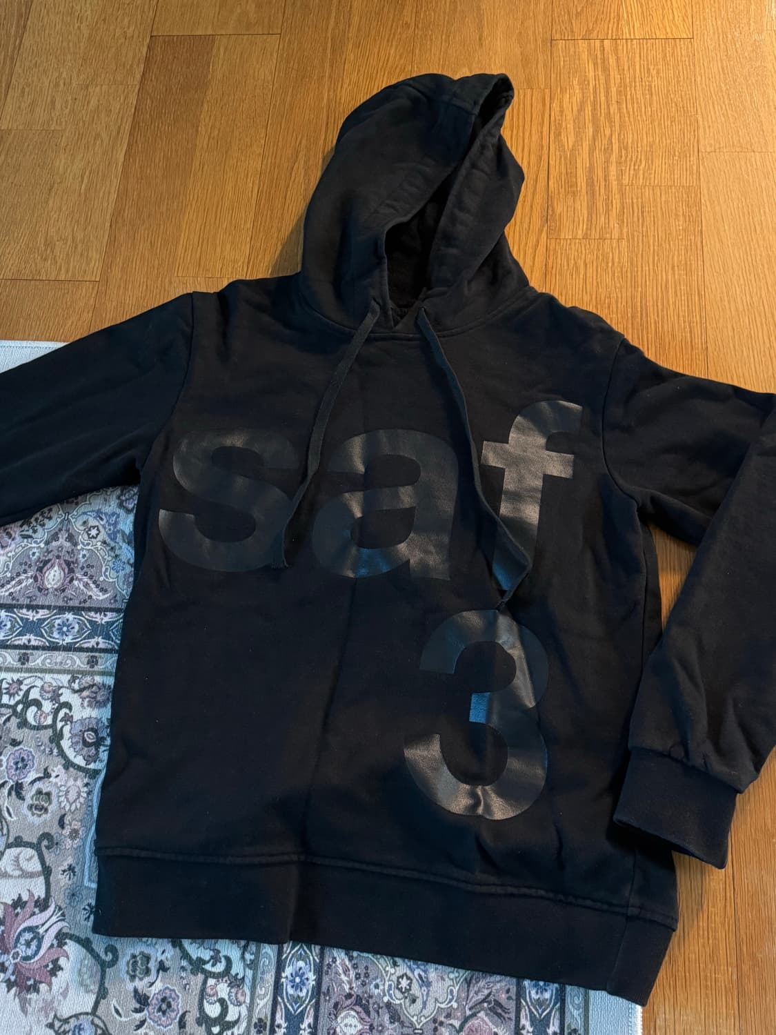 사파리스팟 1/2 베이직 후드티 블랙 0사이즈 후디 상품이미지3