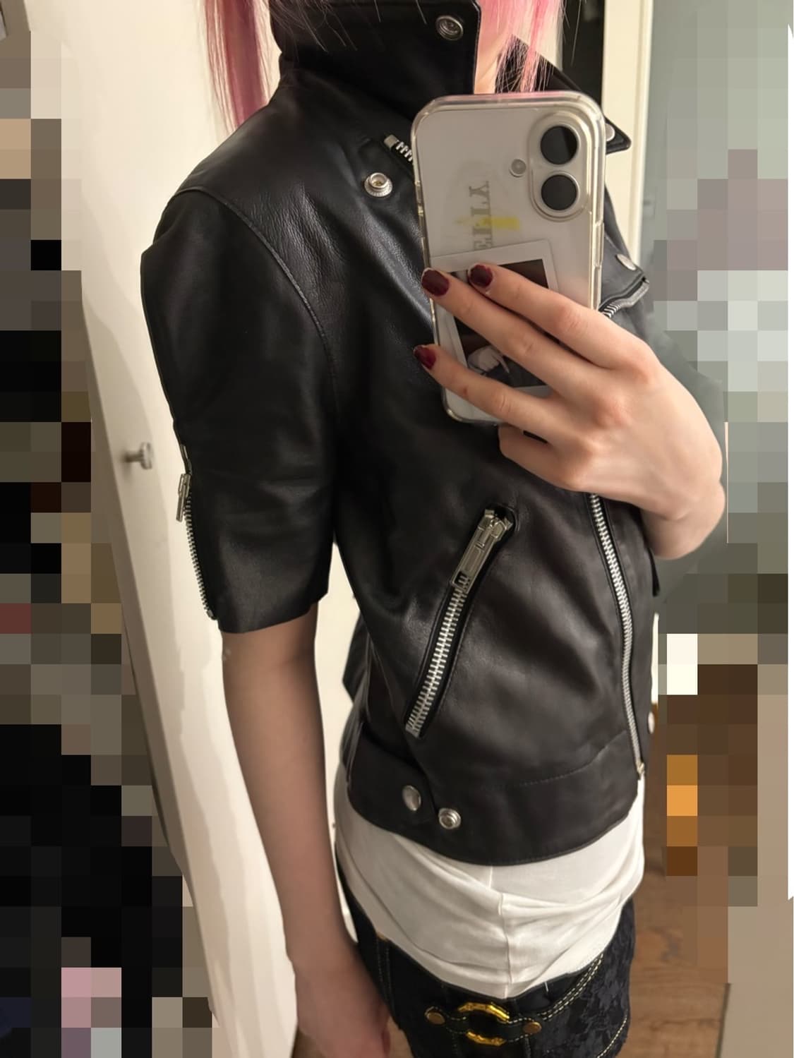 Leather highneck jacket 하이넥 가죽 라이더자켓 락시크 상품이미지1