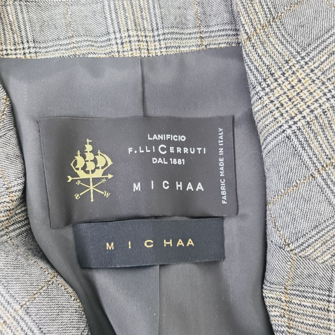 미샤 이태리 세루티 울100 체크자켓 팬츠셋업 수트세트(상의55하의66) 상품이미지7