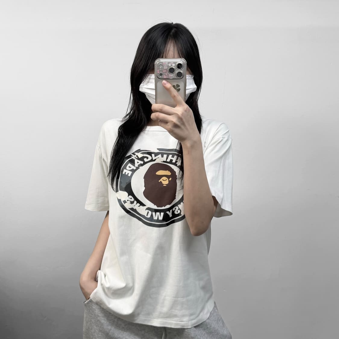 베이프 시티 카모 비지 워크 반팔티 화이트 상품이미지1