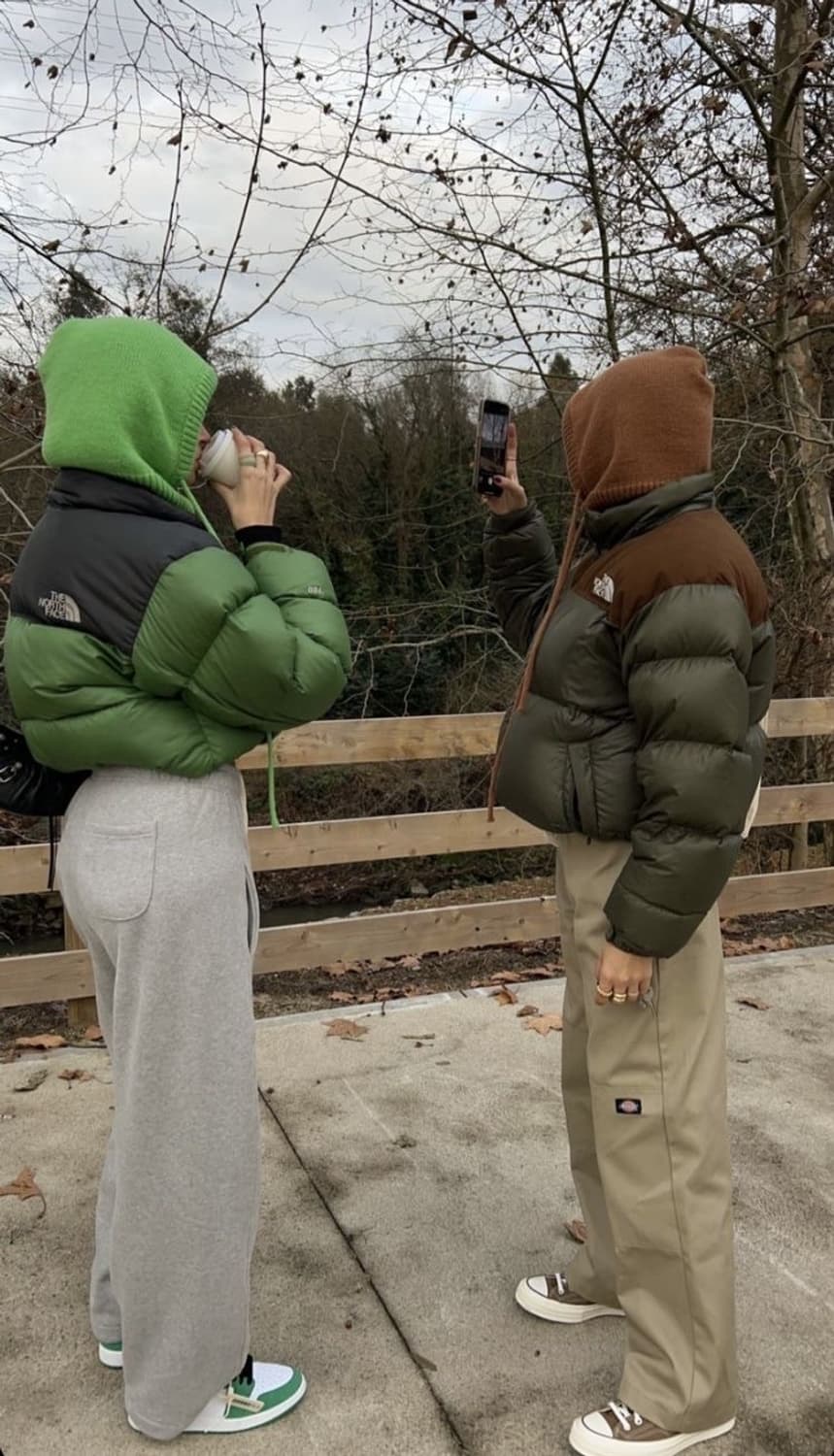 노스페이스 로고 브라운배색 딥그린 패딩 100 상품이미지9