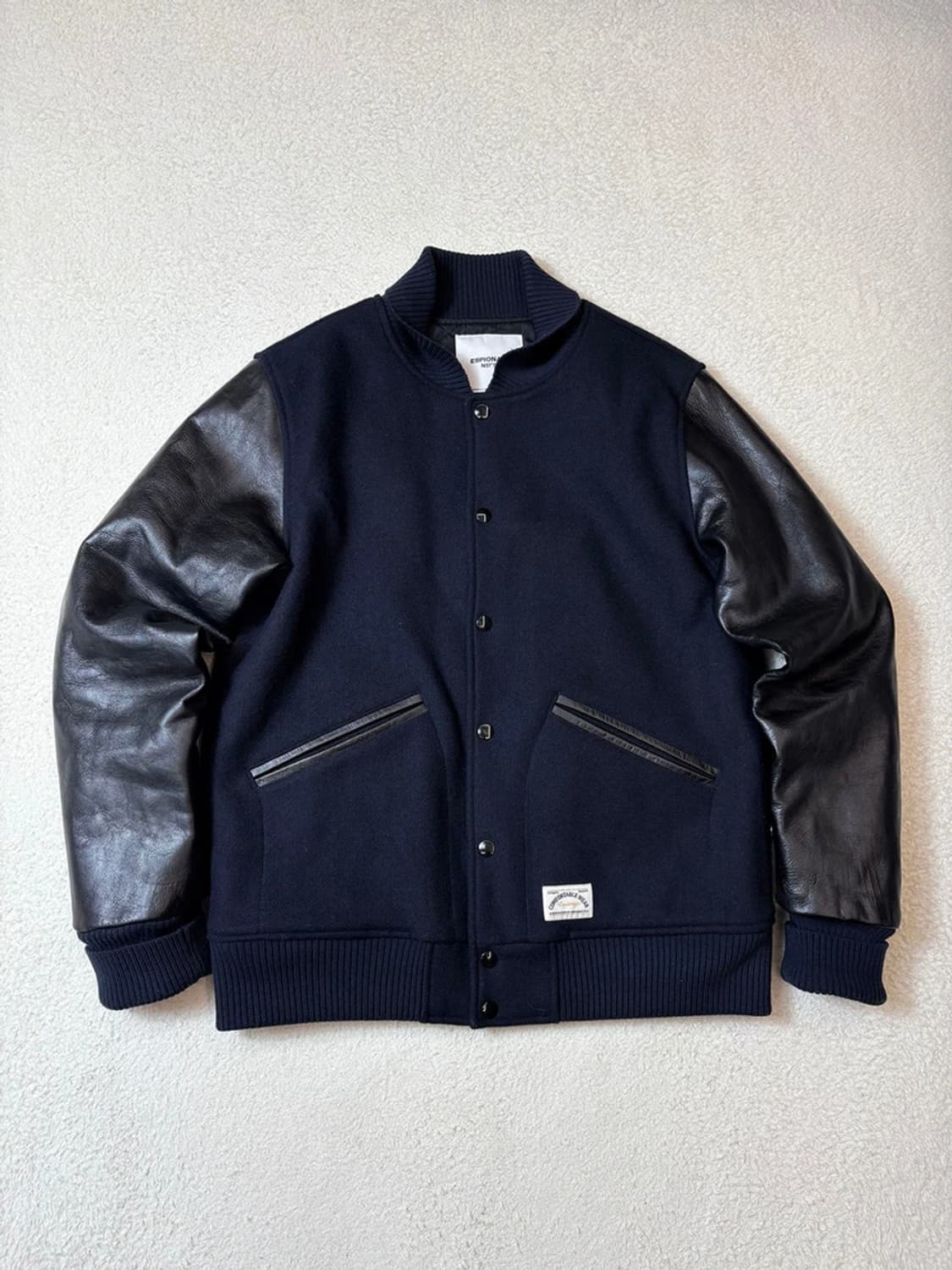 에스피오나지 신슐레이트 울 소가죽 배색 바시티 자켓 PN6761 상품이미지1