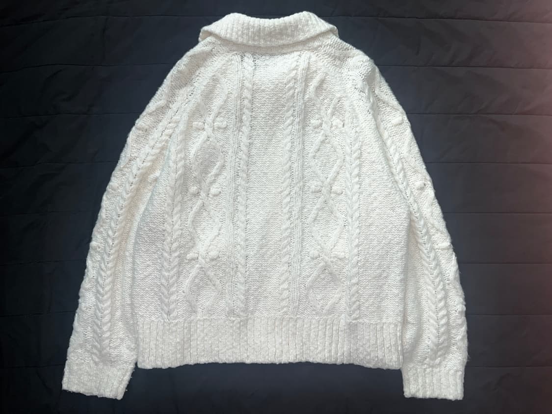 허그유어스킨 팝콘 니트 집업 버터 상품이미지2