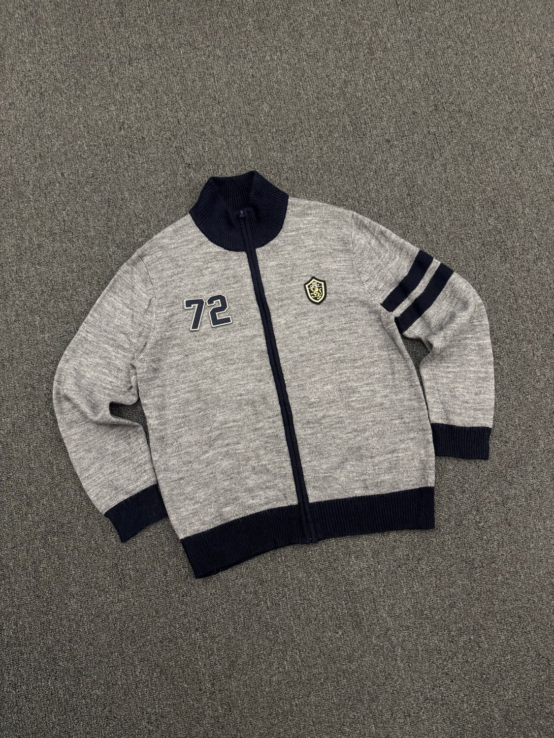 OPST 빈티지 72패치 그레이 니트 집업 상품이미지1