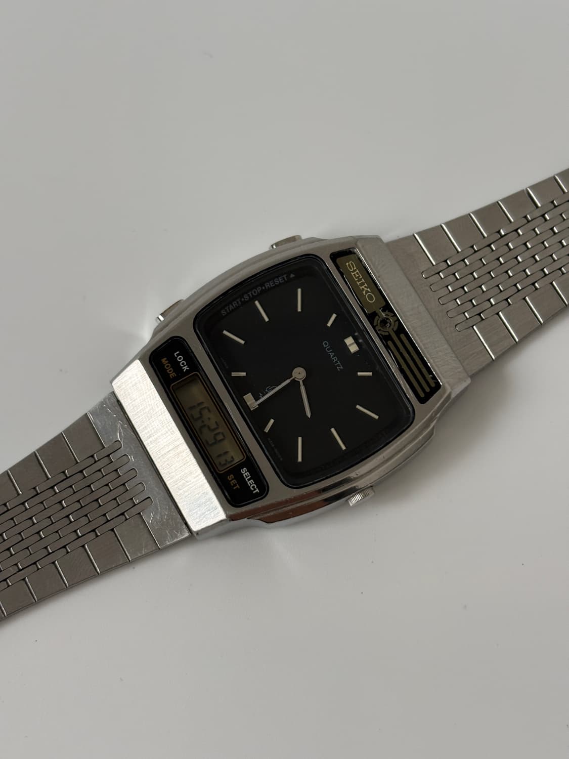 1980s Black Dial Square Ana Digi Quartz 상품이미지4