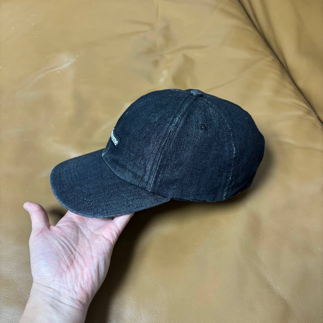 Supreme 슈프림 스몰 로고 데님 블랙 6패널 볼캡 모자 Black 상품이미지4