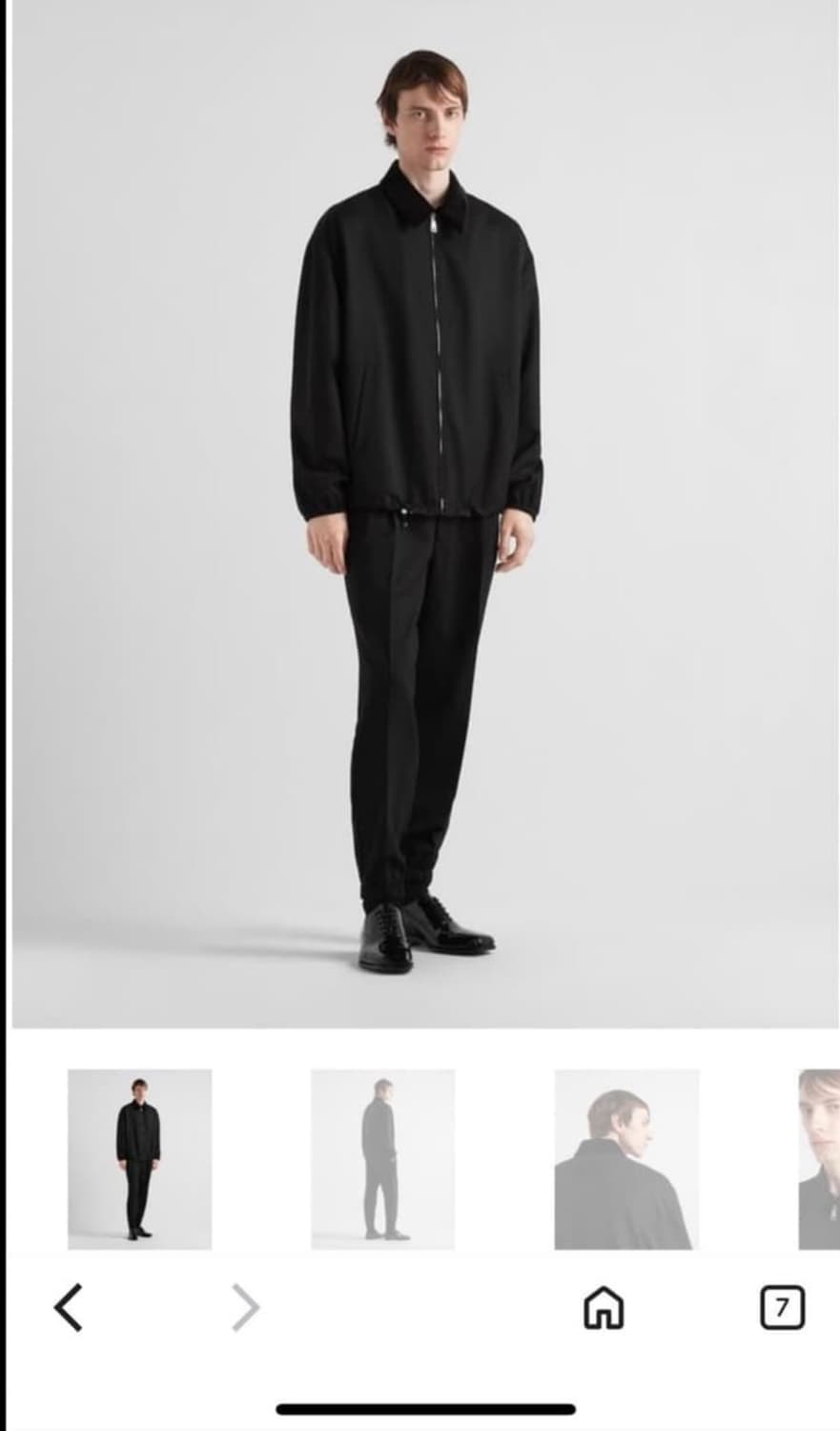 프라다 벨벳 칼라 울 집업 자켓 상품이미지4