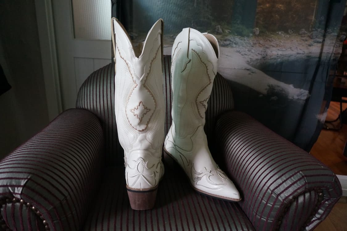 White Leather Western Boots 상품이미지6