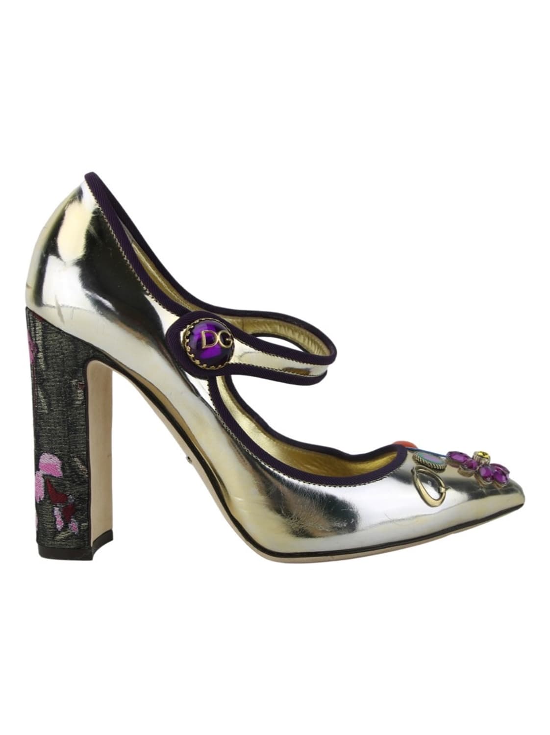 정품 36.5) 돌체앤 가바나 실버 실크 패턴 자수 펌프스 구두 상품이미지7