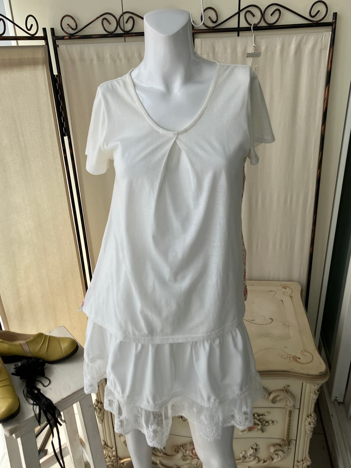 피치 핑크 플라워 패턴 시스루 블라우스 1278 모리걸  상품이미지1