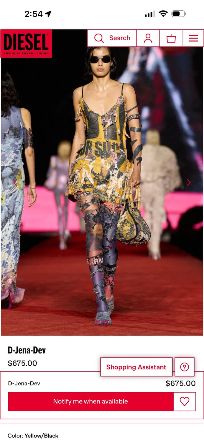 새상품) 디젤 D-Jena-Dev 옐로우 블랙 슬립 드레스 Diesel 상품이미지6