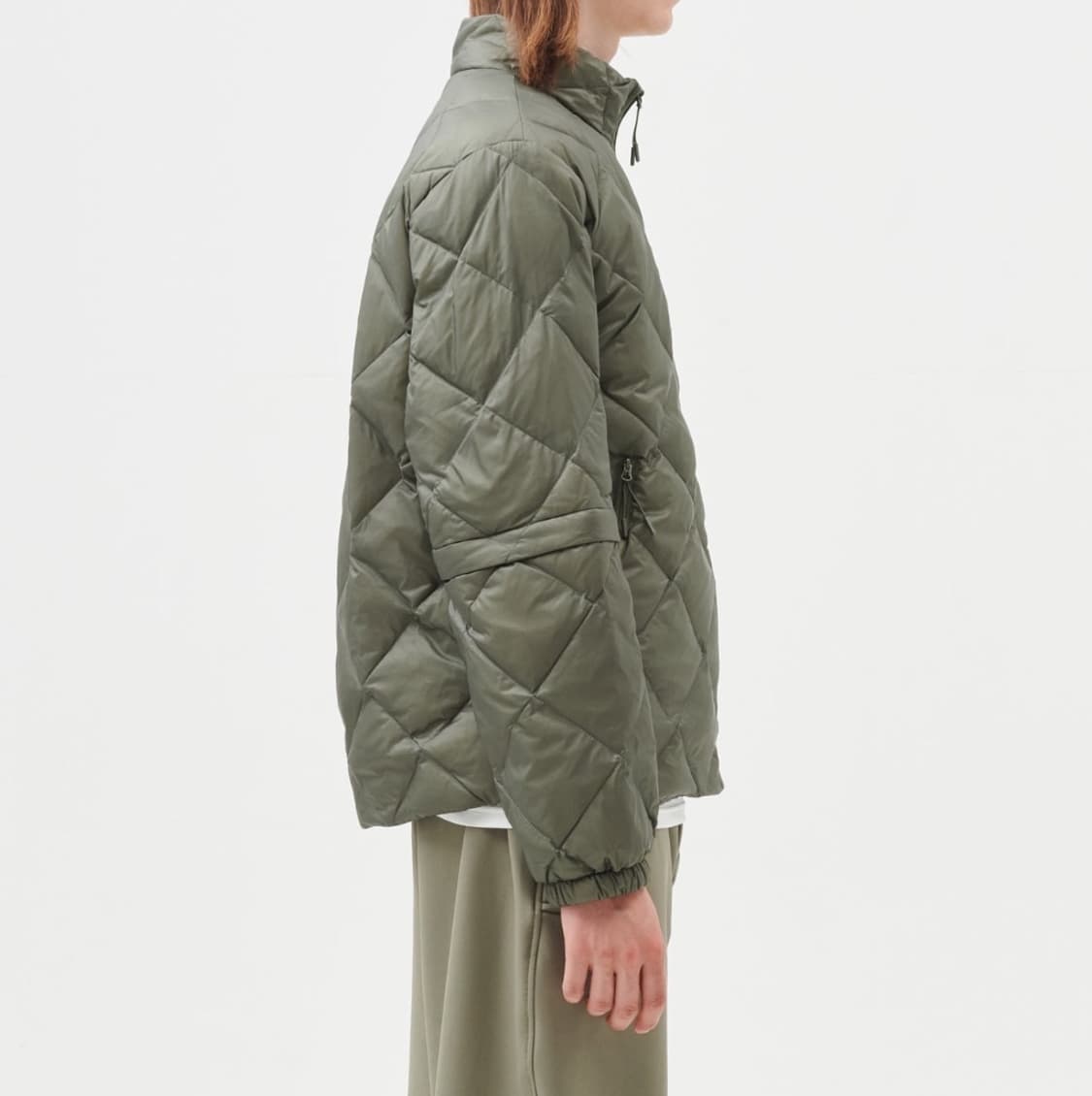 [L] 하이킹패트롤 경량 패딩 카키 라이트다운 디테처블 슬리브 자켓 그린 상품이미지9