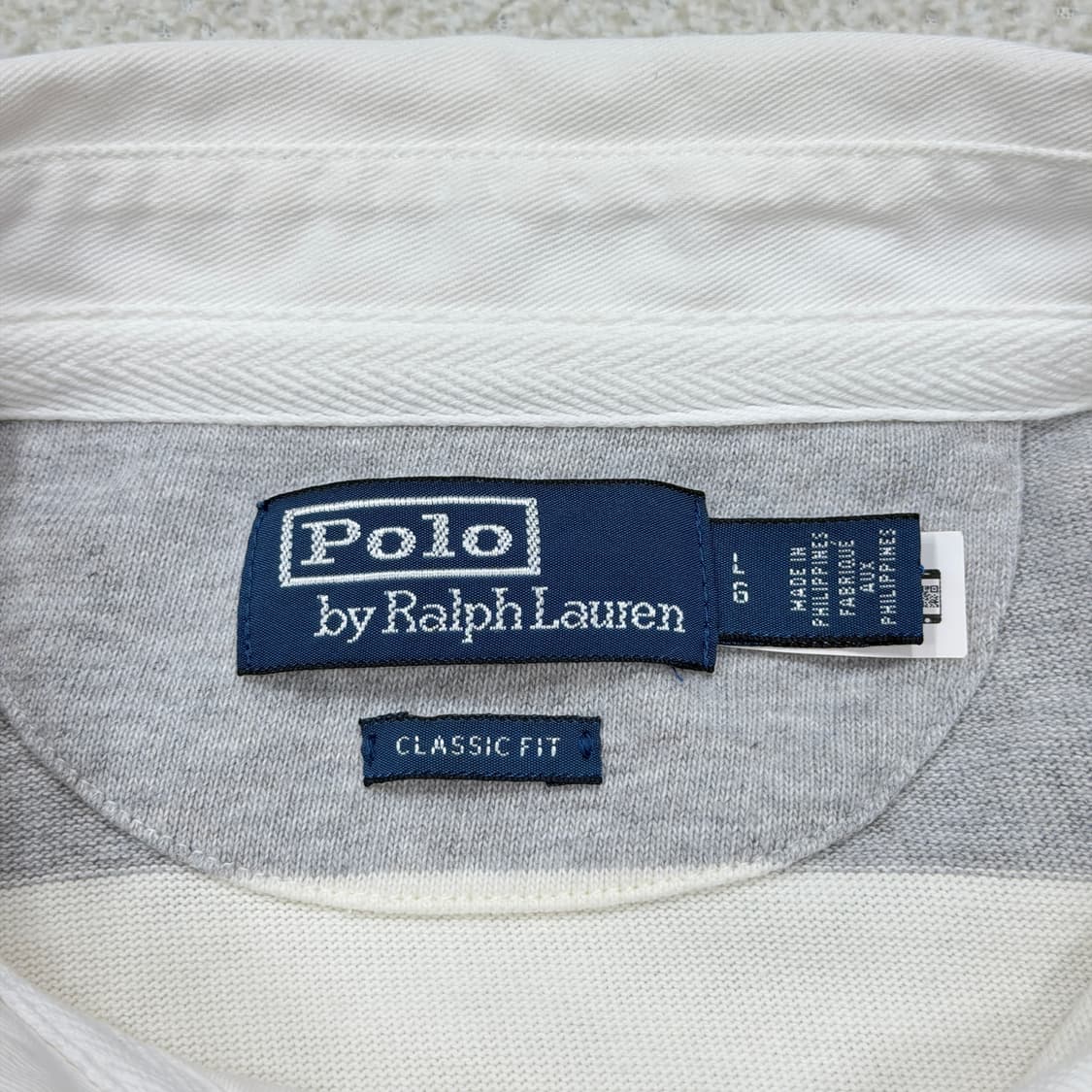 폴로 랄프로렌 QR 스트라이프 럭비 PK 카라티 그레이 L 상품이미지5