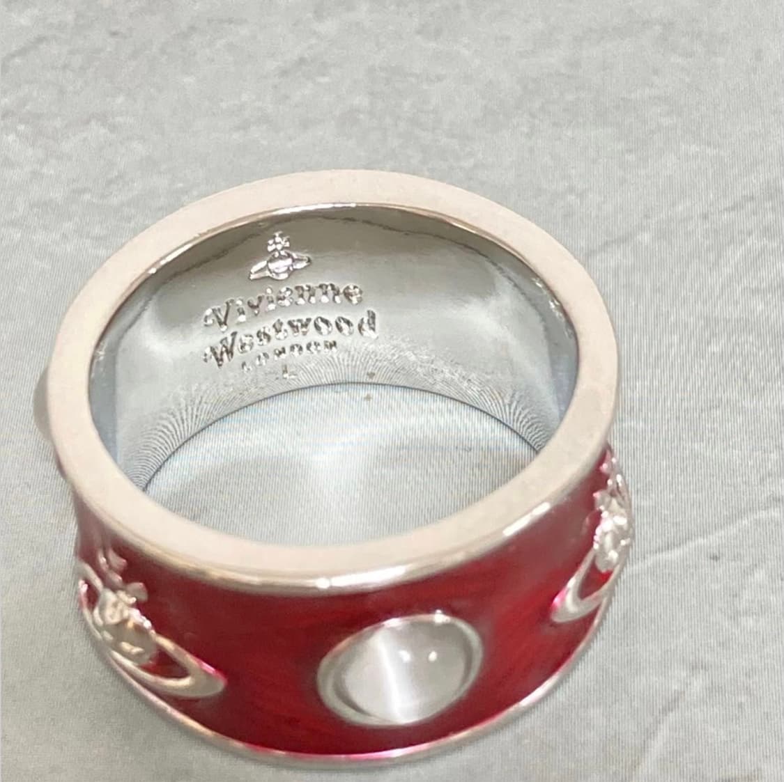 비비안웨스트우드 아카이브 레드 원석 orb링 반지 상품이미지3