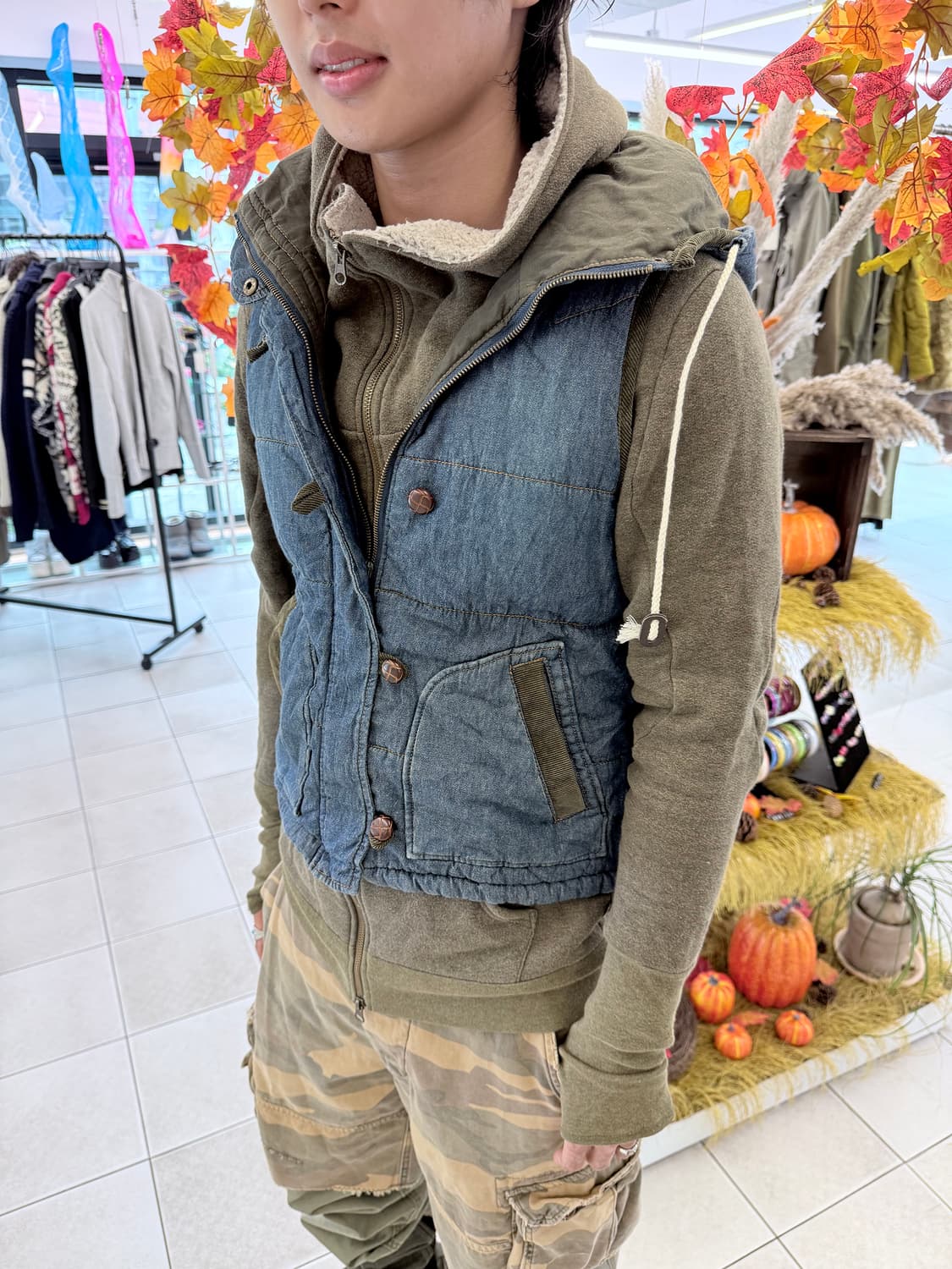 denim light padded vest 상품이미지3