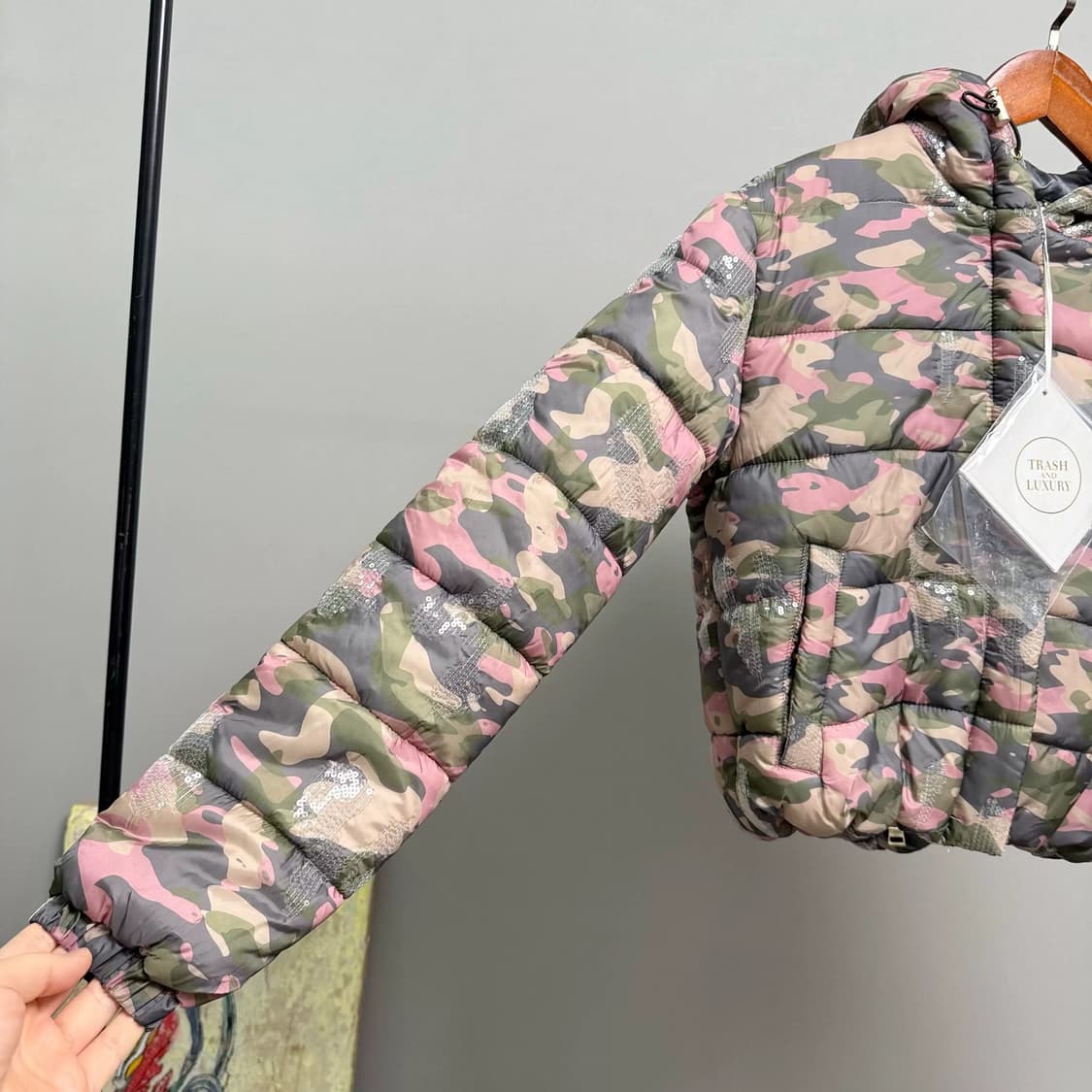 핑크 카모 패딩 자켓 상품이미지3