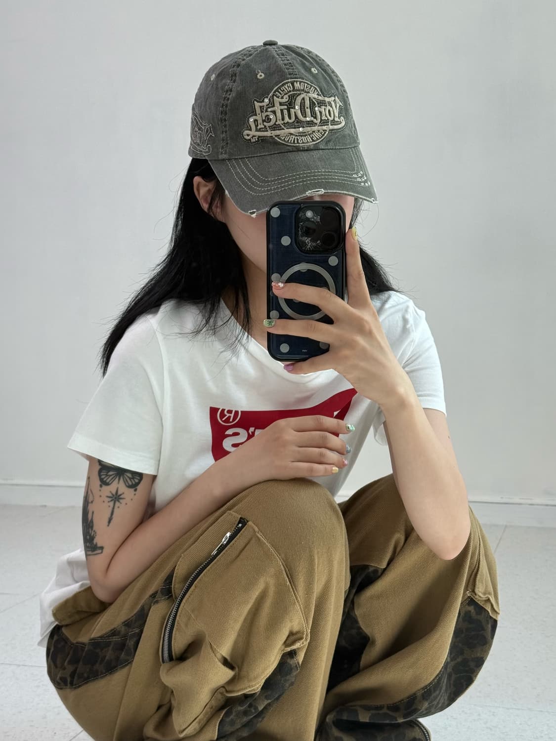 본더치 카키 데미지 큐빅 캡 상품이미지3