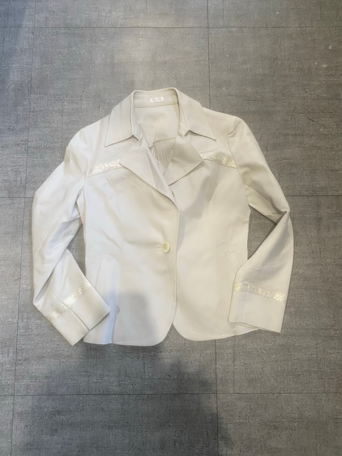 일본빈티지 Mlle 보헤미안긱시크y2k 뱀가죽 자켓 아이보리 상품이미지1