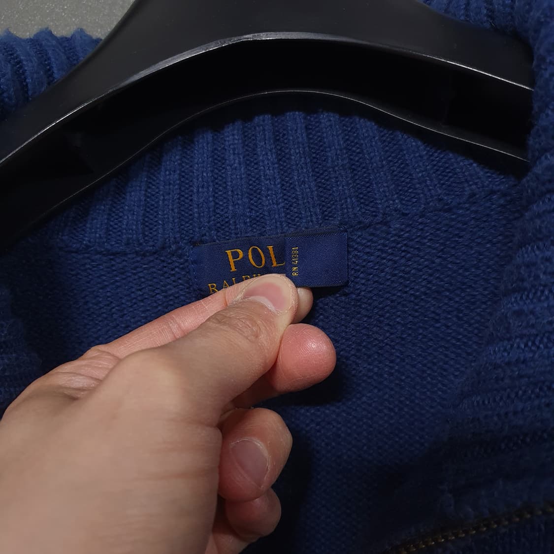 M (95) 폴로 랄프로렌 신형 포니 코튼 하프집업 니트 스웨터 블루 상품이미지5