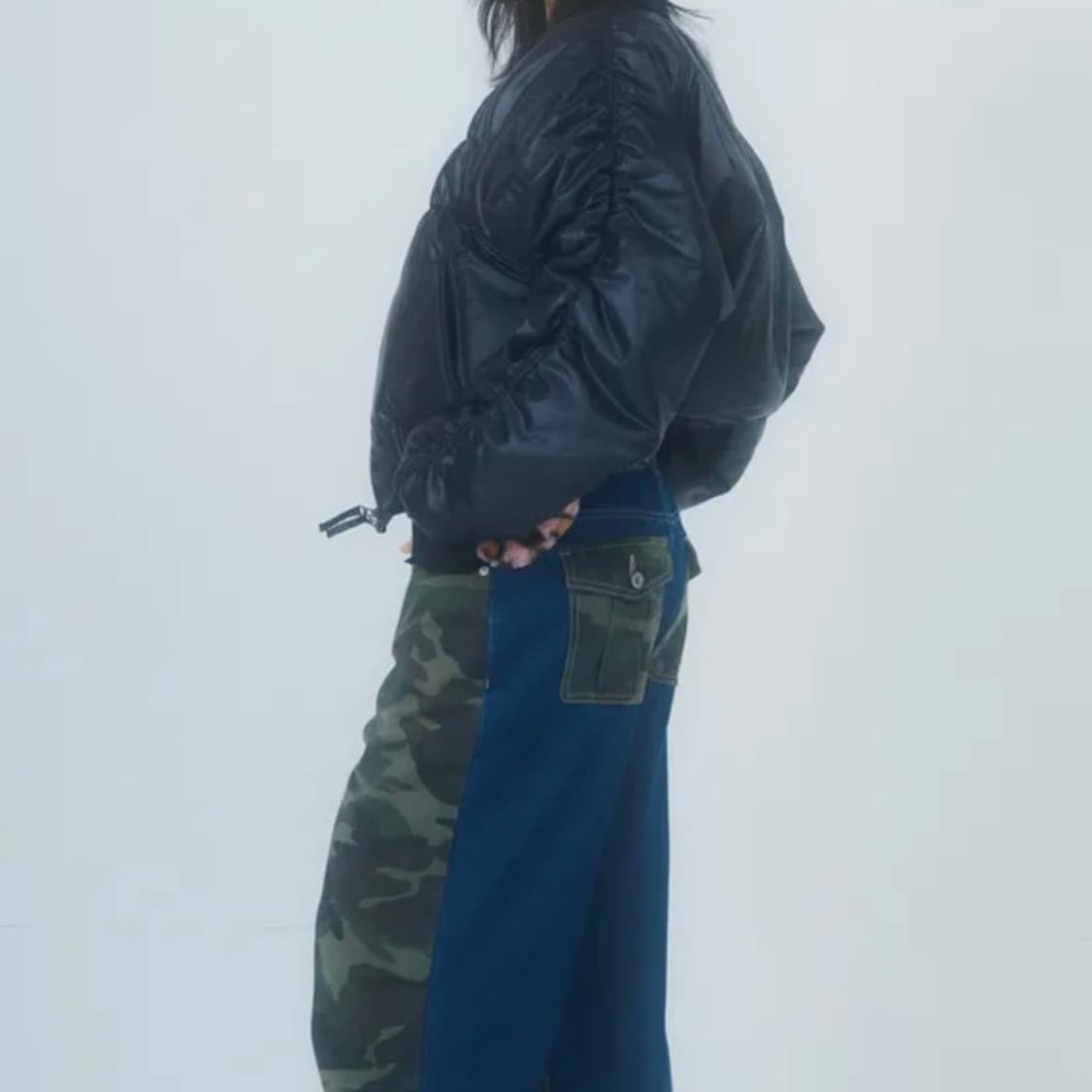 러닝하이 셔링 크롭 MA-1 자켓 [블랙] 상품이미지3