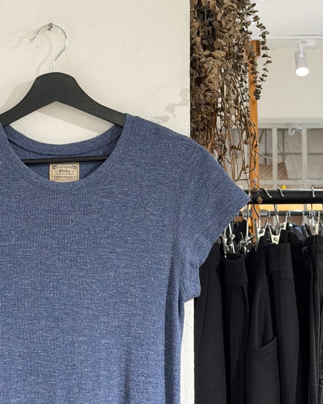 폴로 랄프로렌 블루 와플 니트 하프 슬리브 맥시 드레스 상품이미지3