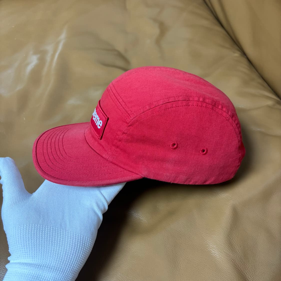 슈프림 캠프캡 모자 박스로고 워시드 레드 상품이미지4