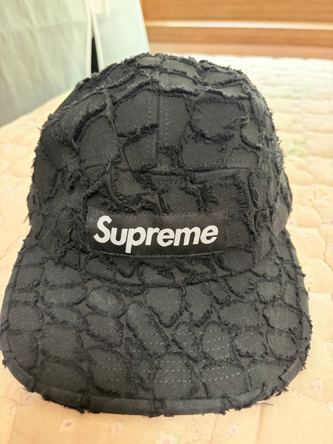 Supreme Frayed Croc Denim Camp Cap Black 상품이미지2