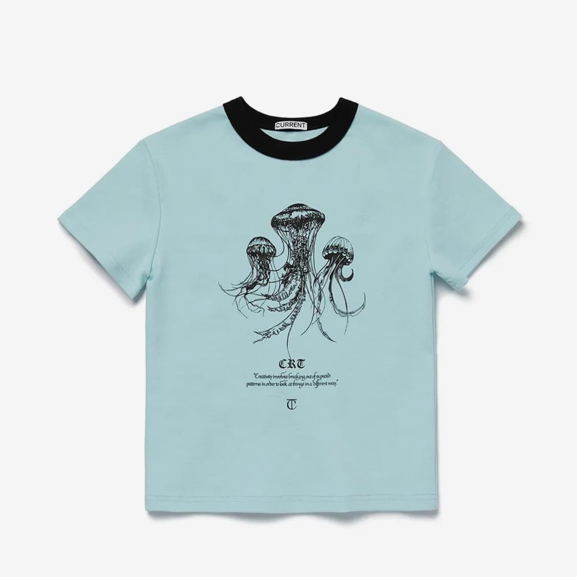 커렌트 JELLYFISH PRINTED CROP TEE SKY BLUE 상품이미지1