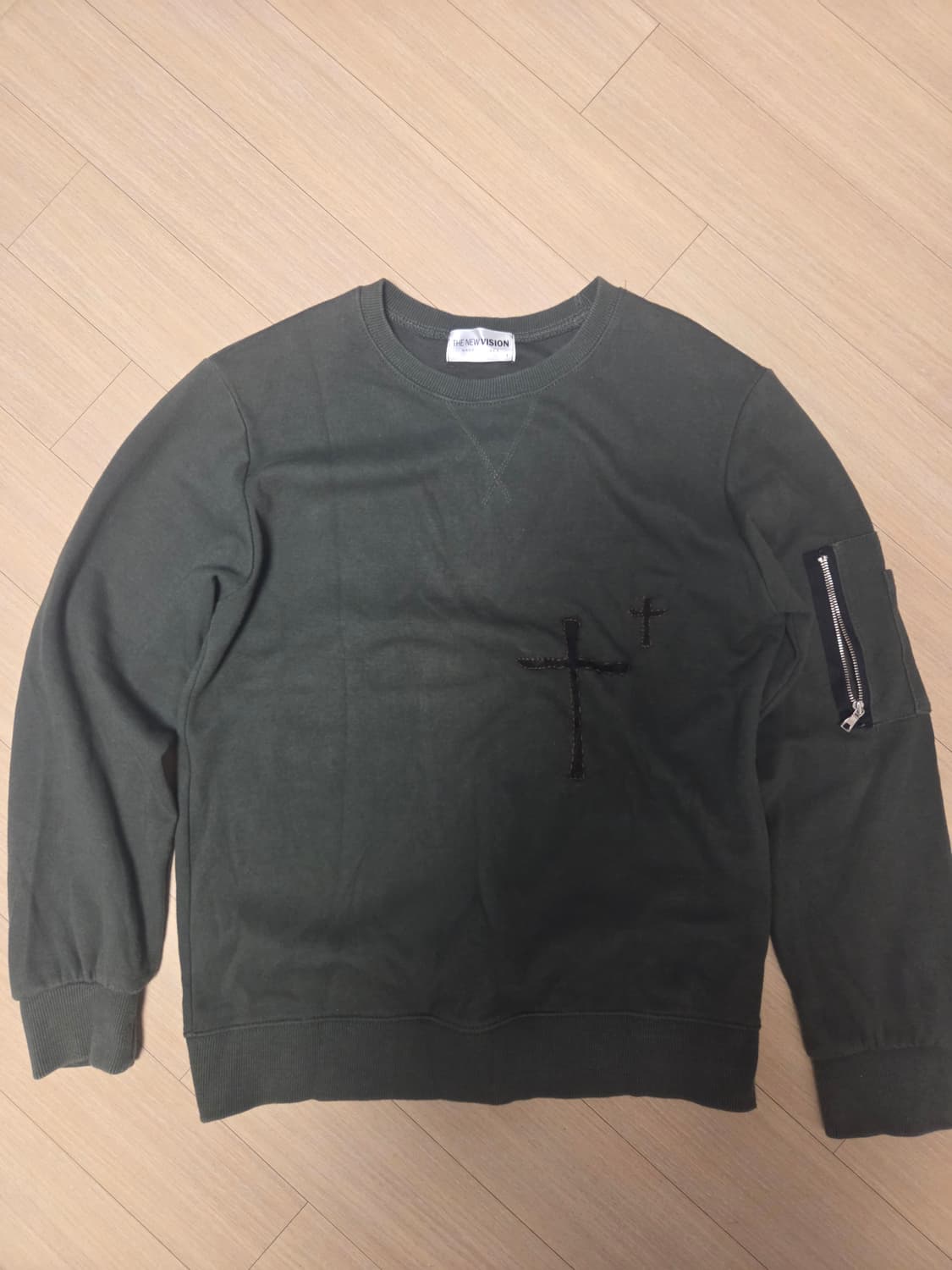 카키 커스텀 맨투맨 상품이미지1