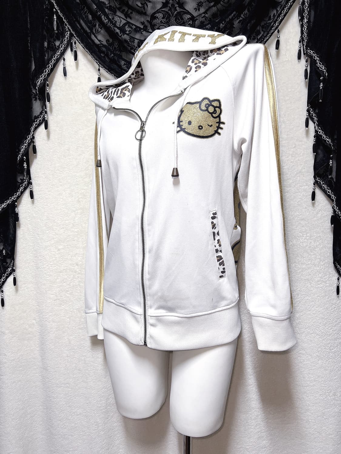 헬로키티 레오파드 호피 골드글리터 후드집업 오네갸루 펑크 헤이세이 시부야 상품이미지3