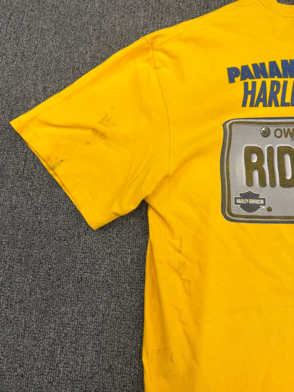 L) 할리데이비슨 빈티지 번호판 프린팅 옐로우 반팔 티셔츠 상품이미지8