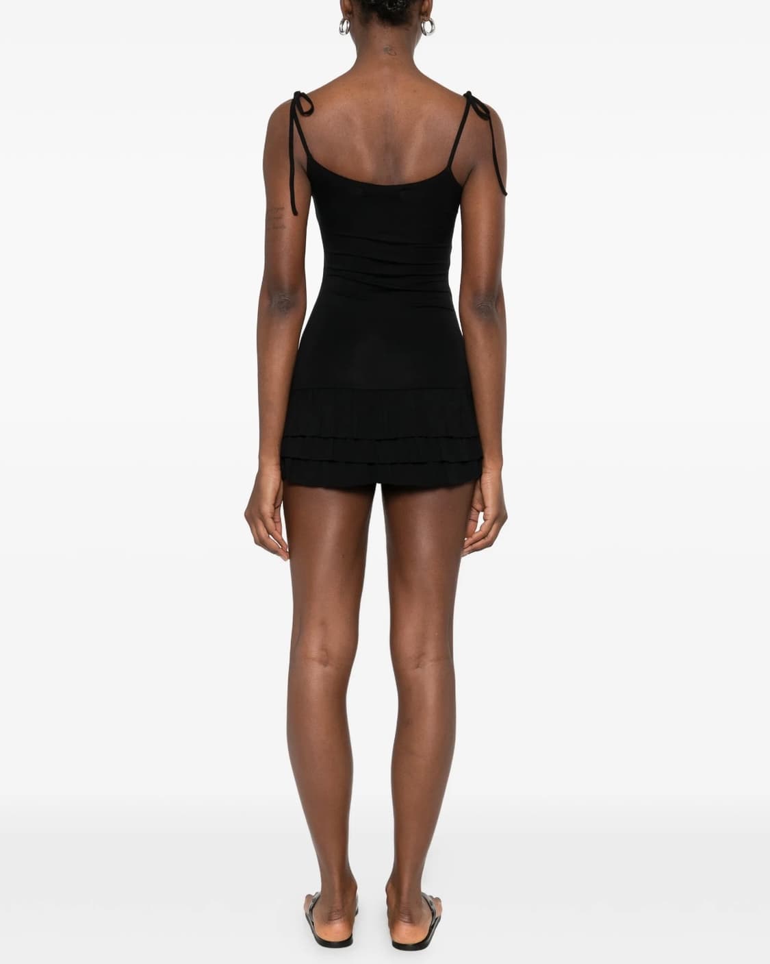 [XS,S,M]기마구아스 tie shoulder 러플 미니 드레스/블랙 상품이미지4