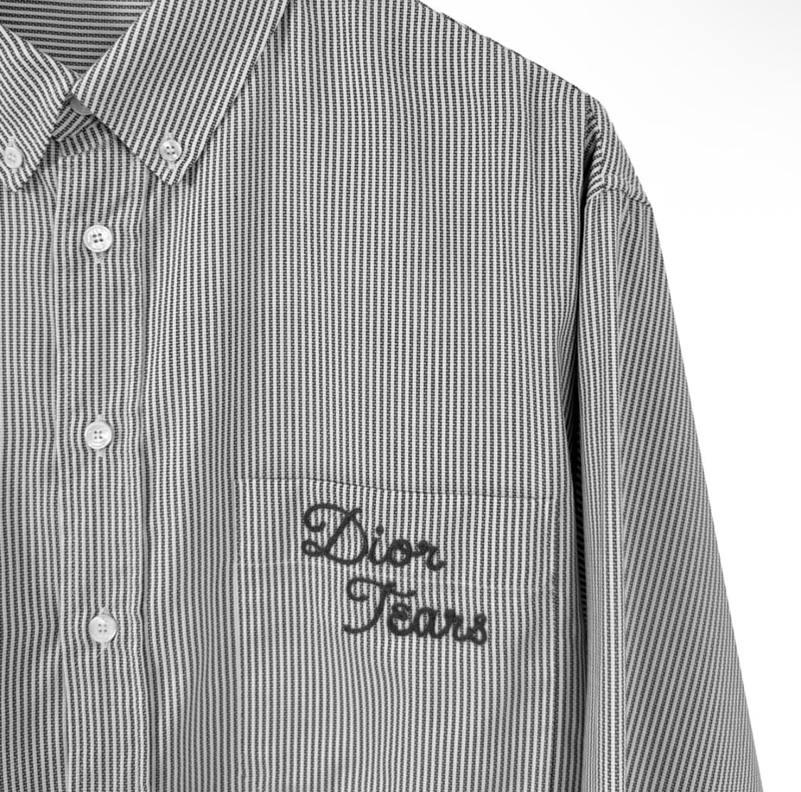 [39] 디올 x 데님 티어스 남성 코튼 스트라이프 옥스포드 셔츠 그레이 상품이미지5