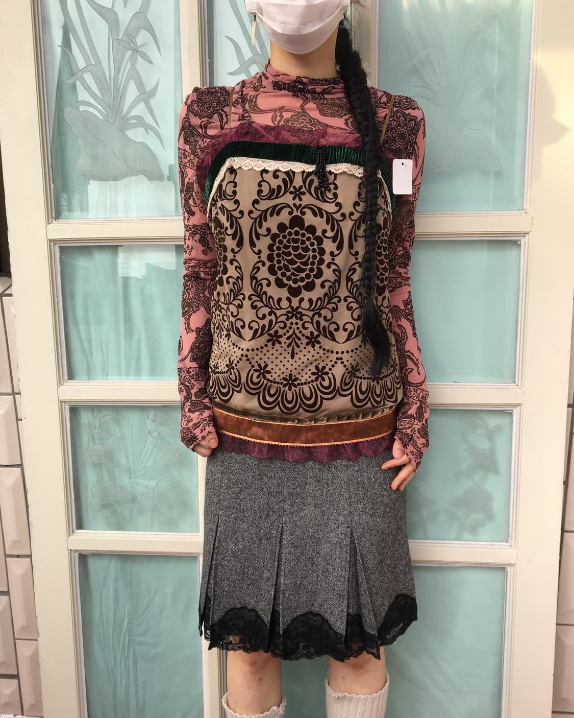 Layered point pattern high neck mesh sle 상품이미지7