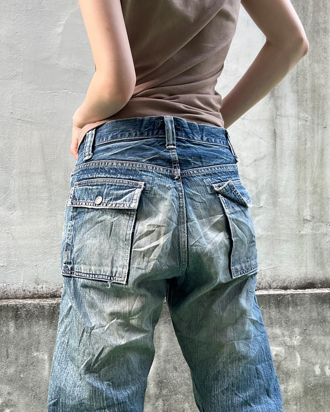 Y2K Distressed Cargo Denim Pants 상품이미지5