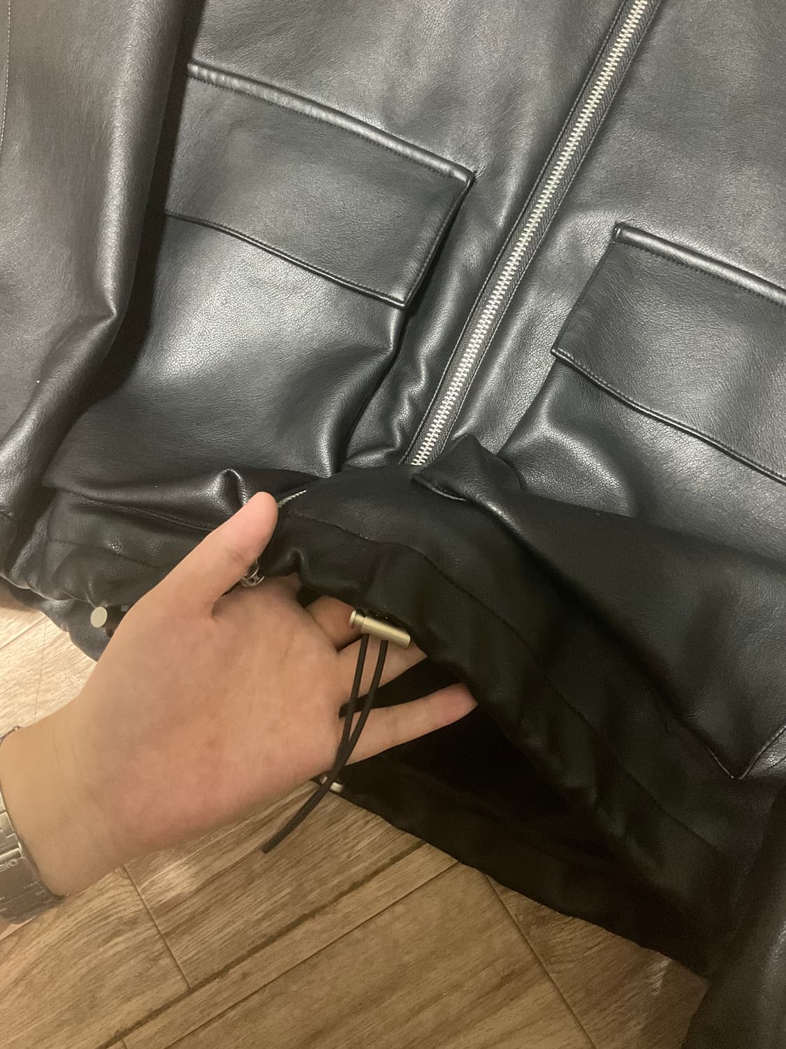 [라퍼지스토어] 버핑 레더 헤링턴 가죽자켓 (블루종) 상품이미지3