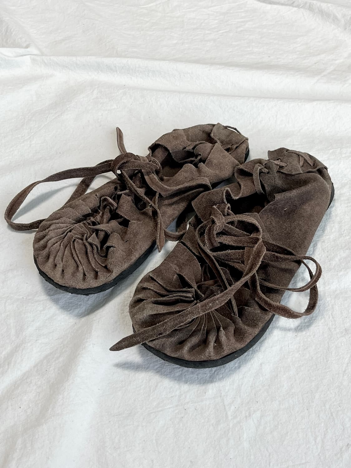 [240] 브라운 스웨이드 분트슈 레이스업 빈티지 로만샌들 상품이미지2