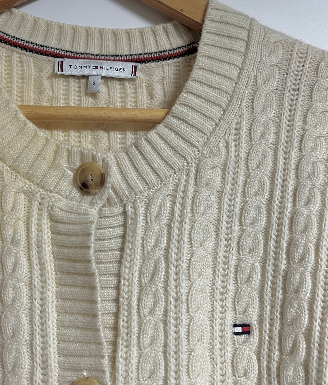 타미힐피거 아이보리 꽈배기 니트 가디건 S 상품이미지6