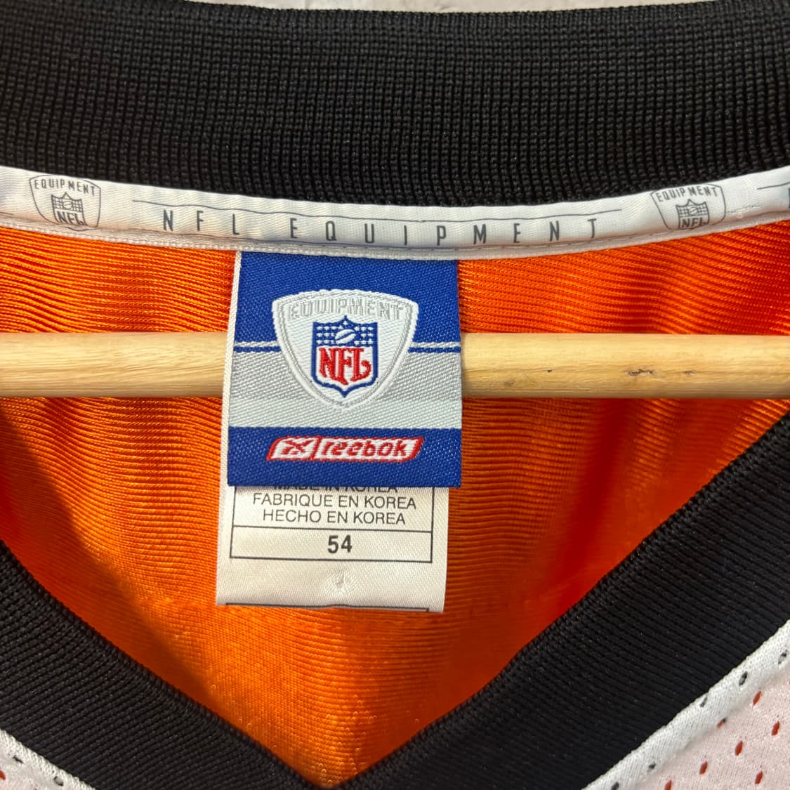 NFL X 리복 신시내티 뱅골스 화이트 오렌지 럭비져지 2XL 상품이미지7