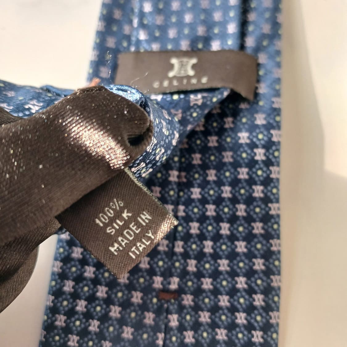 셀린느 실크 네이비 트리오페 패턴 넥타이 8.8cm A+~A등급 E712 상품이미지8