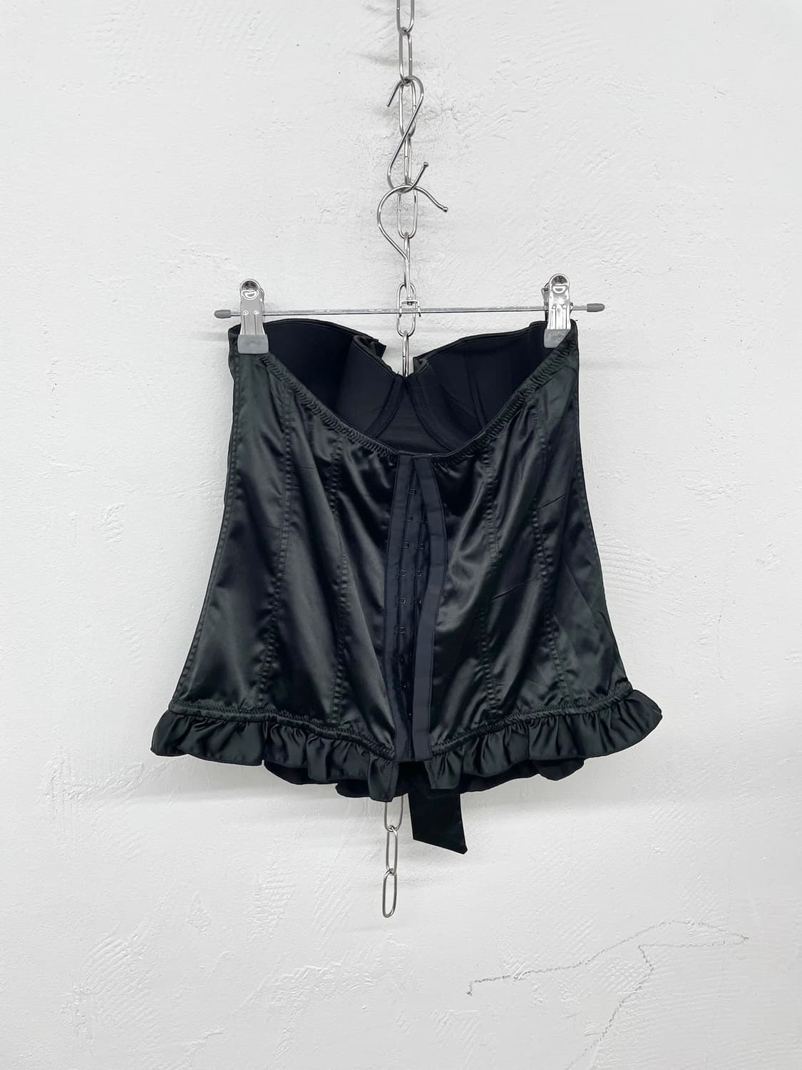 블랙 고딕 새틴 프릴 리본 코르셋 상품이미지6