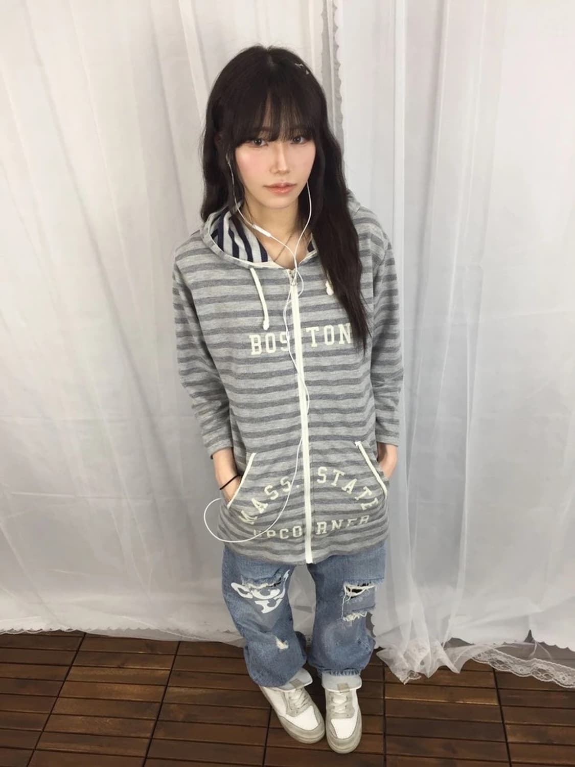 Jpn Boston Stripe Long Zip Hoodie 상품이미지2