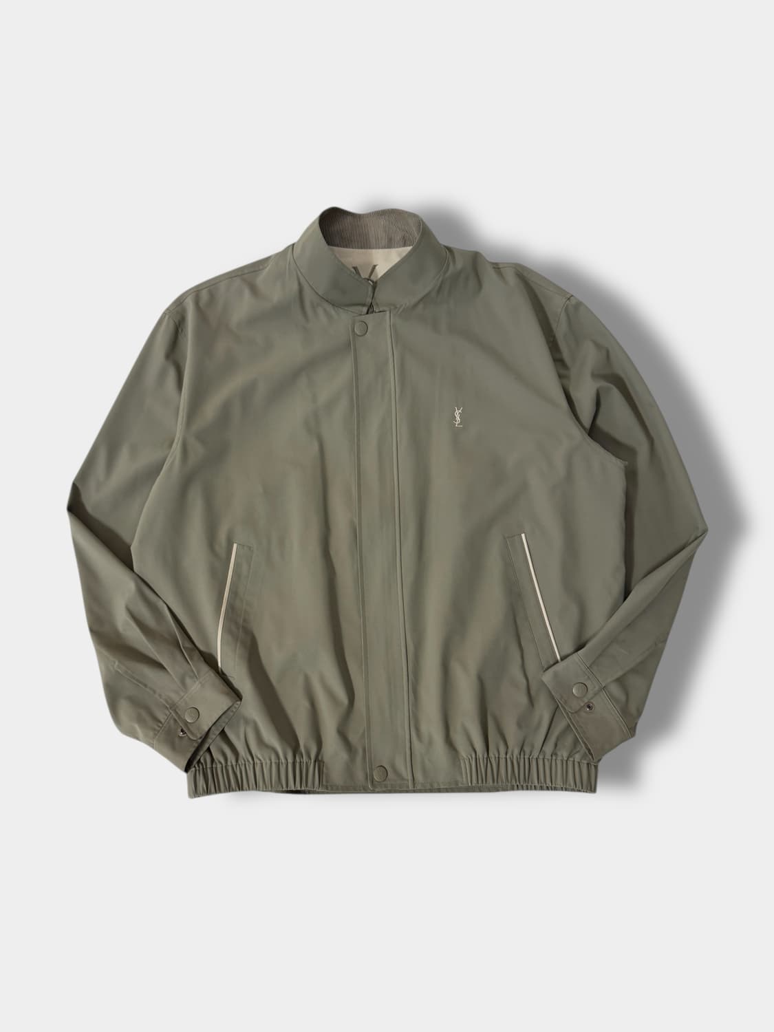 입생로랑 90‘s 오버핏 카키 폴리쉘 미니멀 블루종 자켓 상품이미지1