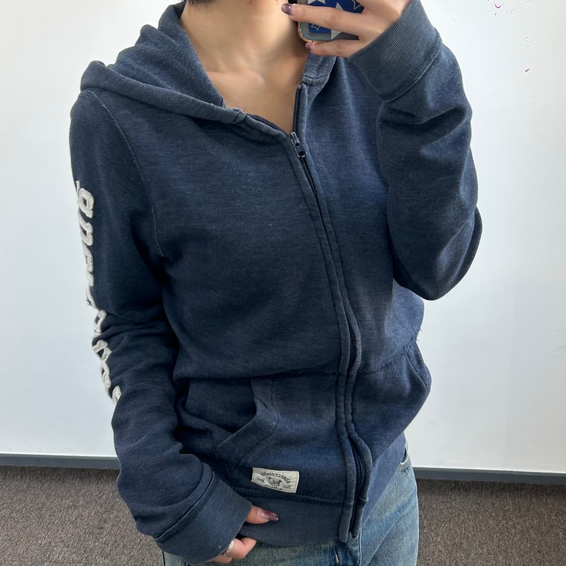 Abercrombie  아베크롬비 사이드로고 네이비 후드집업 상품이미지2