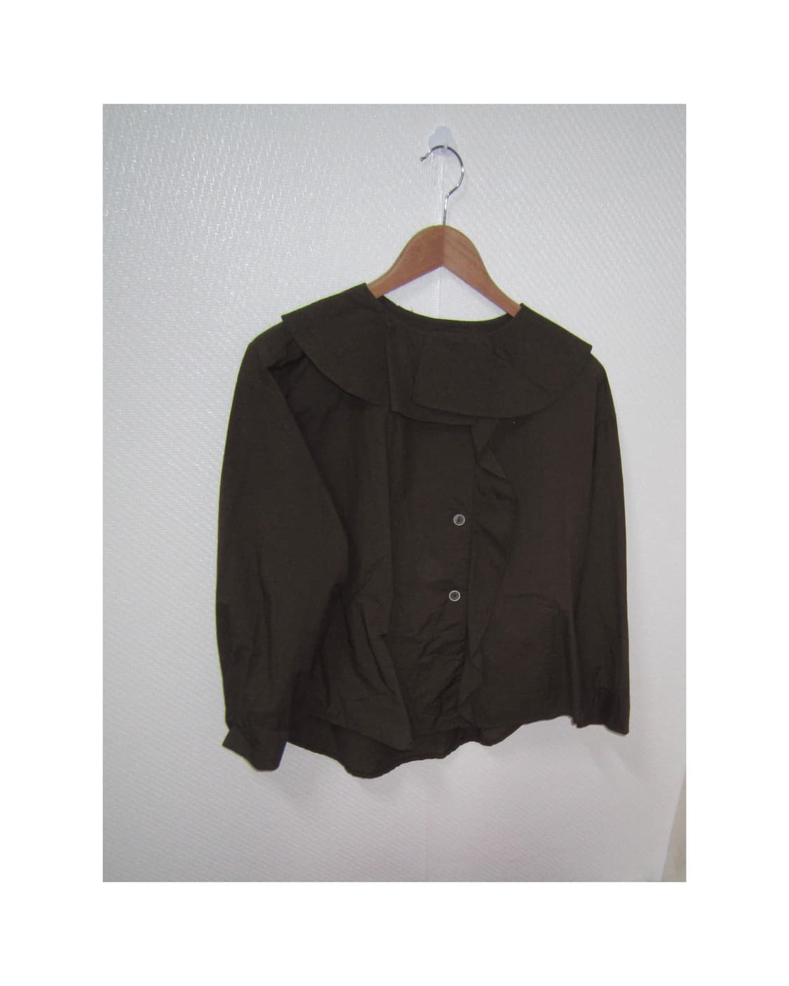 frill brown volume blouse top 상품이미지1