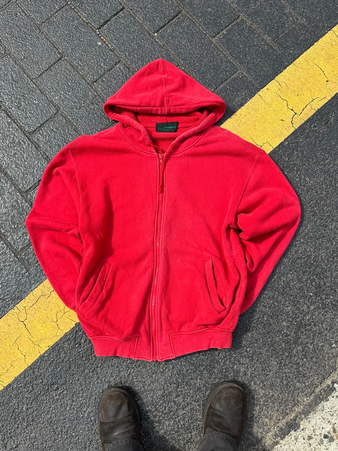 90‘s Koshino Junko logo red hood zip-up 상품이미지4
