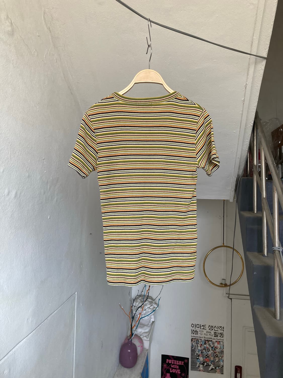 봄느낌 완두콩 스트라이프 반팔 니트 상품이미지5